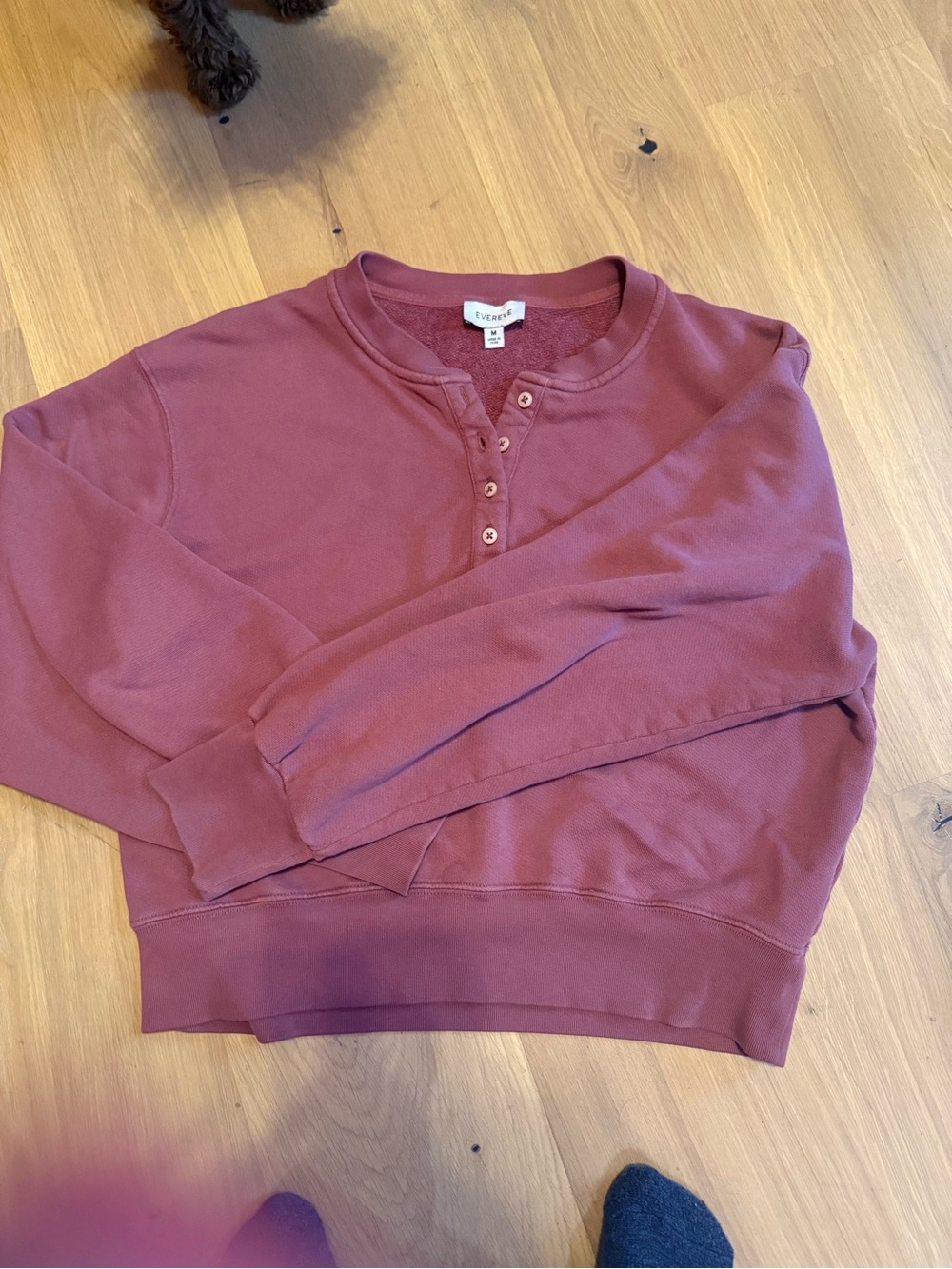 Evereve Women's Henley Sweatshirt - Dusty Rose